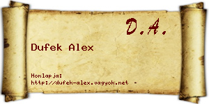 Dufek Alex névjegykártya